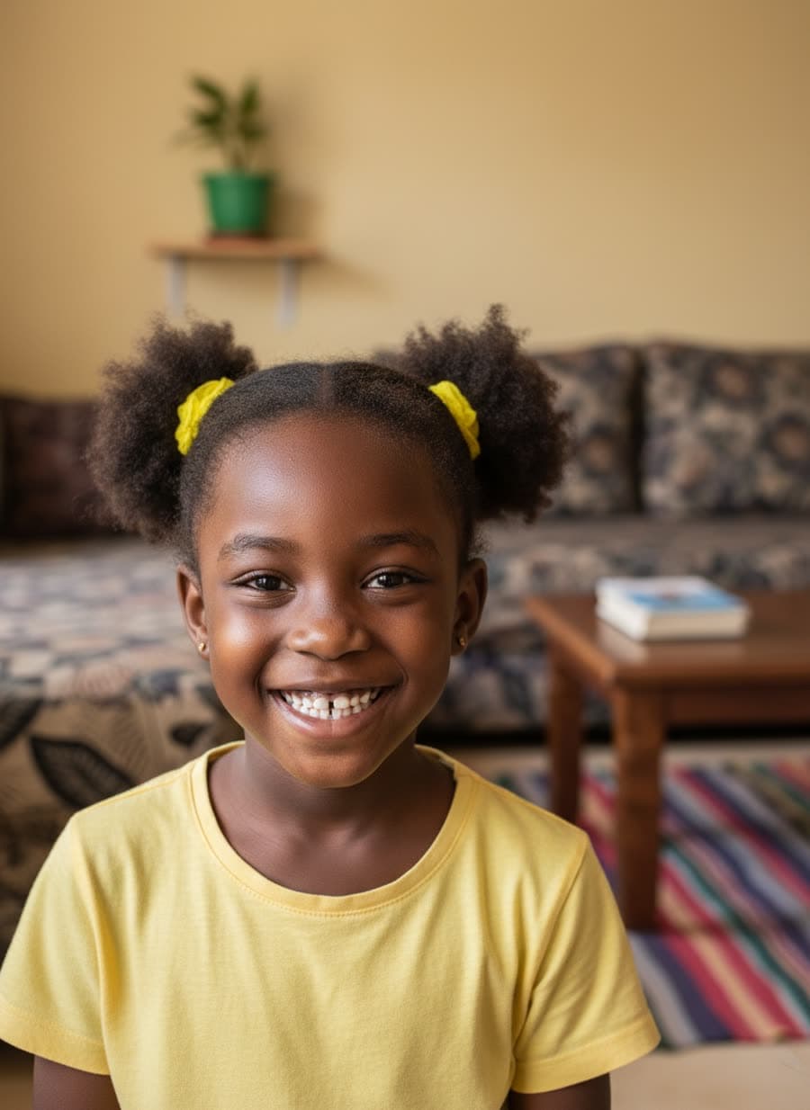 La photo de départ : la même petite fille, chez elle